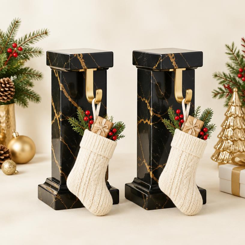 Black Marble Stocking Holders (2 pc)