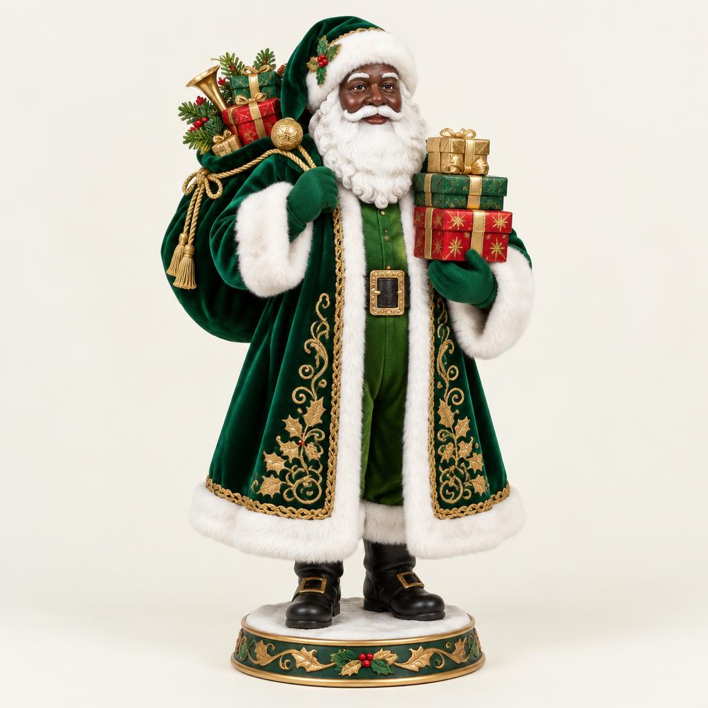 Black Santa in Evergreen Velvet
