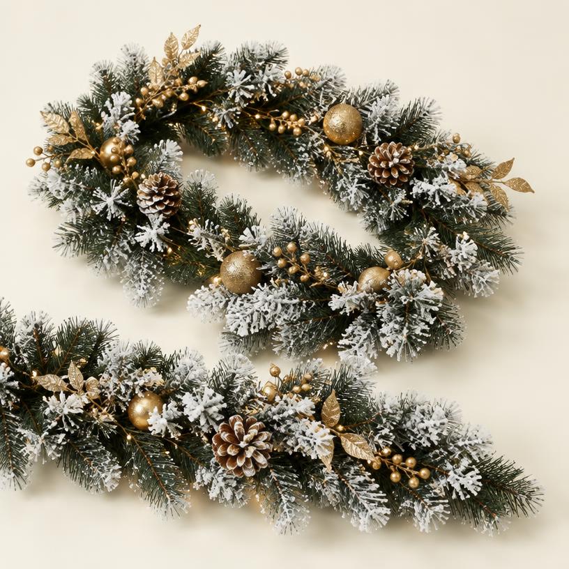 Frosted Black Pine Garland, 6 ft