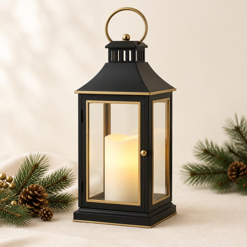 Black & Gold LED Lantern