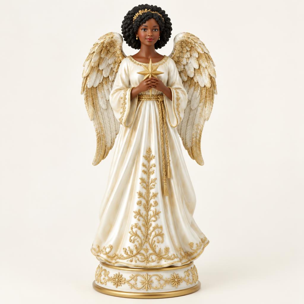 Black Angel in Ivory & Gold