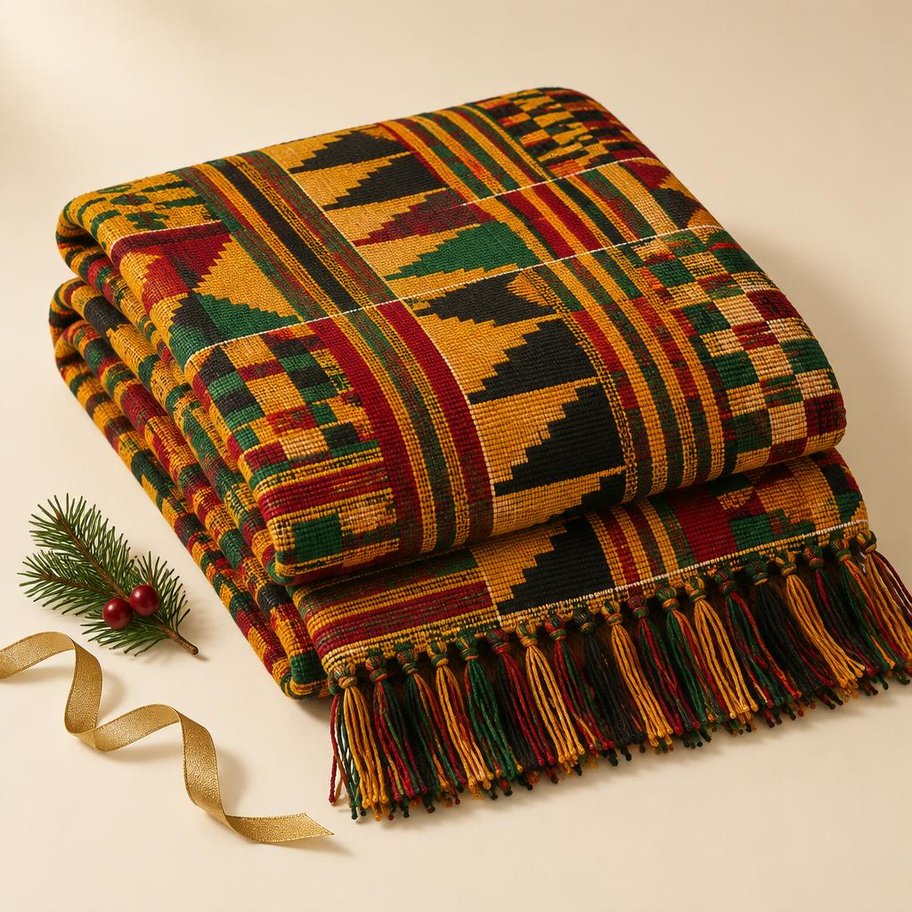 Kente-Pattern Woven Throw