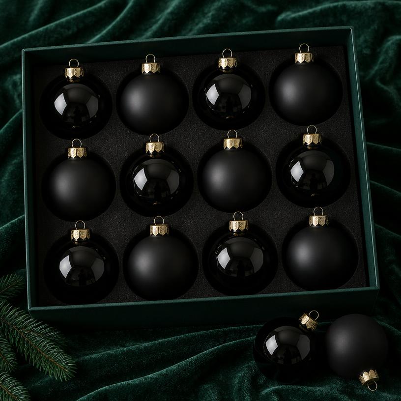 Noir Glass Ornament Set (14 pc)