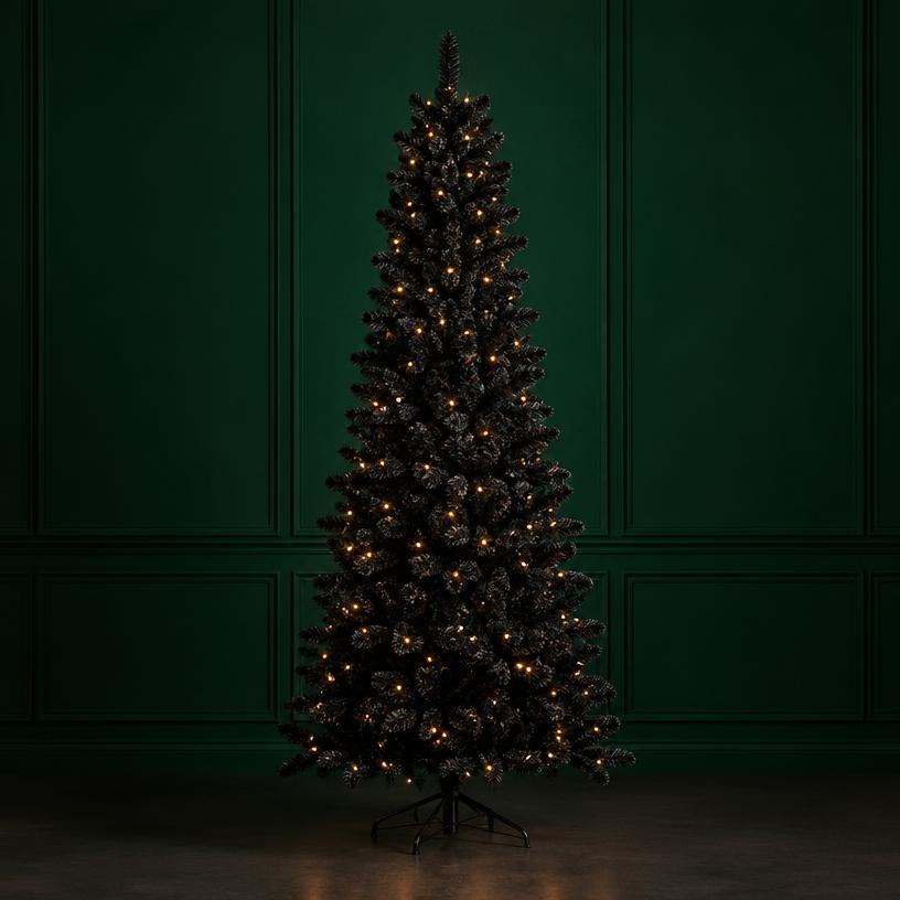 Midnight Black Pre-Lit Tree, 7 ft